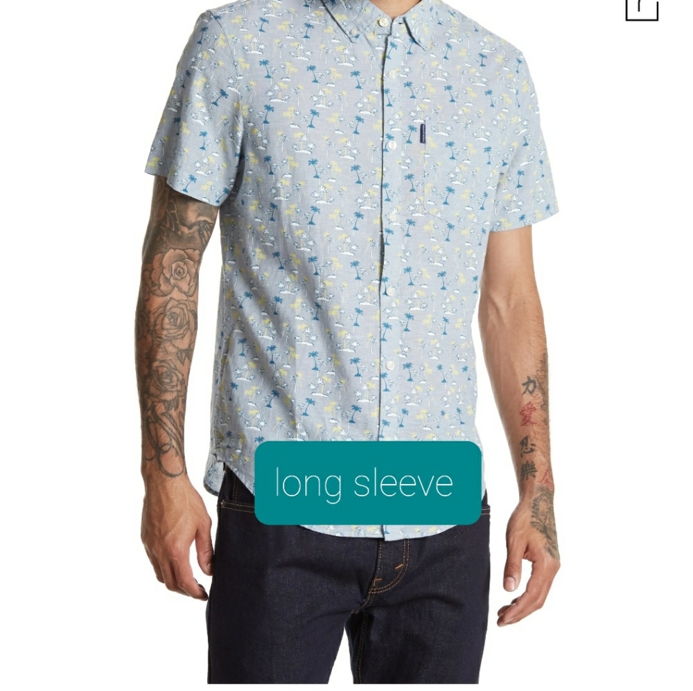 Original Penguin Island Palm Trees Long sleeve Dress Shirt